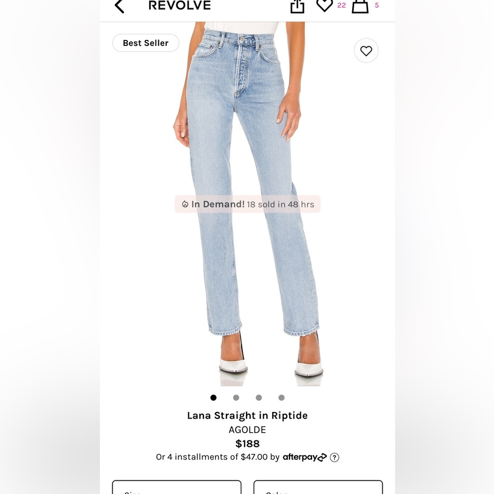 Agolde Straight Leg Jeans Size: 27 run small